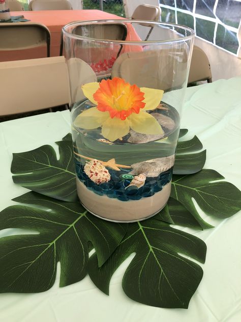 Moana Theme Quinceanera, Moana Theme Centerpieces, Moana Party Centerpieces Ideas, Moana Center Piece Ideas, Moana Themed Quinceanera, Moana Wedding Theme, Moana Birthday Table Decor, Moana Table Centerpieces, Moana Quinceanera Theme