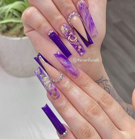 Quince Nails, Classy Acrylic, Purple Stuff, Summer Acrylic, Purple Acrylic Nails, Acrylic Nail Set, Purple Acrylic, Baddie Nails, Dope Nail Designs