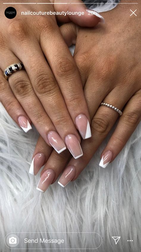 Prom 23, White Tip Nails, Classy Acrylic Nails, Tip Nails, Beauty Lounge, Short Acrylic Nails Designs, Girls Nails, Fabulous Nails, Re A