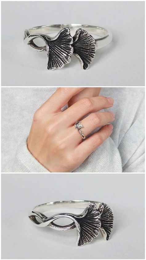 ginkgo ring, nature jewelry, boho jewelry, handmade ring, silver ginkgo ring, leaf ring, flower ring, ginkgo leaf, ginkgo jewelry, ginkgo Ginkgo Jewelry, Mood Chart, Silver Leaf Ring, Mushroom Jewelry, Unique Handcrafted Jewelry, Costume Rings, Ring Flower, Ginkgo Leaf, Custom Ideas