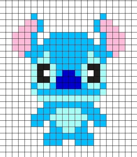 Pixel Art Disney Stitch, Pixel Art Stitch, ليلو وستيتش, Modele Pixel Art, Pearl Beads Pattern, Disney Cross Stitch Patterns, Easy Pixel Art, Pixel Art Templates, Pixel Drawing