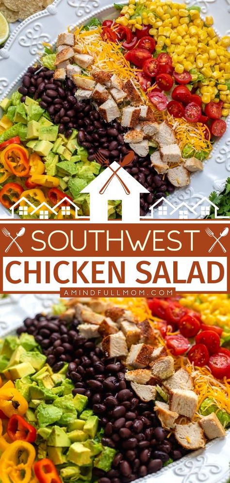 Salad Southwest, Southwest Salad Recipe, Creamy Cilantro Lime Dressing, Pollo Tropical, Salad Taco, Salad Macaroni, Southwest Chicken Salad, Southwest Salad, Salad Kale