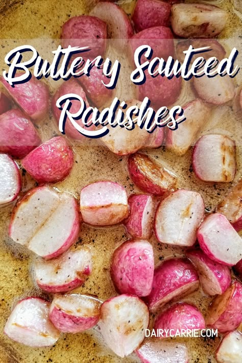 A new way to enjoy radishes that transforms a sometimes spicy veggie into a soft, mild, and buttery side dish that even a picky kid will enjoy. Radish Butter, How To Cook Radishes, Radish Recipe, Keto Veggies, Roasted Radishes, Radish Recipes, Low Carb Vegetables, Garden Vegetables, Veggie Side Dishes