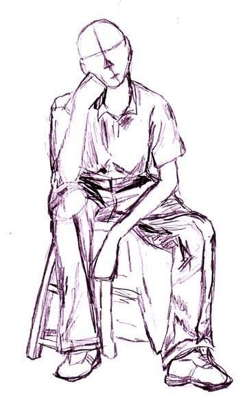 Body Reference Drawing Sitting, Drawing Sitting, Sitting In Chair, Drawing Poses Male, Sitting Pose Reference, Male Body Drawing, Gesture Drawing Poses, Chair Drawing, Human Sketch