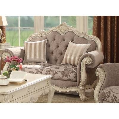 Antique Sofa Makeover, Antique Living Room Furniture, White Loveseat, 3 Piece Living Room Set, Rolled Arm Sofa, Acme Furniture, Living Room Collections, Gray Fabric, Fabric Upholstery