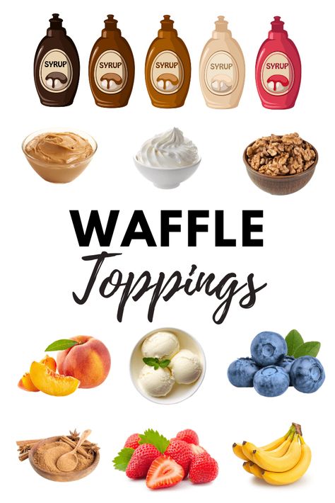 When it comes to waffle toppings, syrup isn't the only game in town! Try these tasty alternatives for a weekend treat you won't soon forget. Waffle Toppings, Treat You, Breakfast Lunch, Syrup, Waffles, Fruit