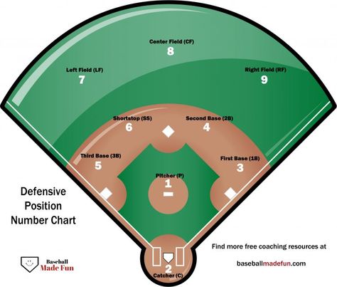 Softball Field Diagram, Baseball Positions Chart, Baseball Field Drawing, Softball Positions, Baseball Field Background, Tball Coach, Baseball Terms, Baseball Rules, Baseball Lineup