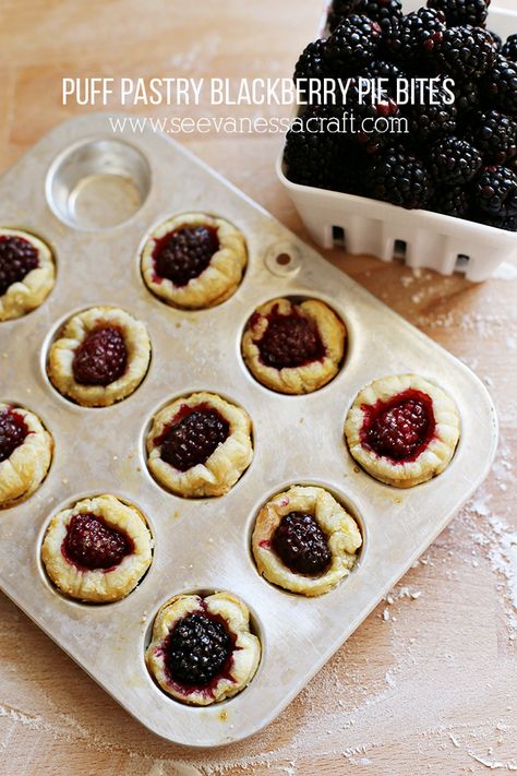 Puff Pastry Blackberry Pie Bites #ad #puffpastry Mini Blackberry Tart, Puff Pastry Blackberry Recipes, Blackberry Tartlets, Blackberry Puff Pastry, Puff Pastry Cups, Tailgate Desserts, Easy Puff Pastry Recipe, Puff Pastry Recipes Dessert, Recipe Puff Pastry