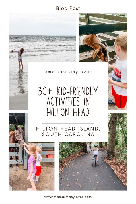 Check out these 30+ Kid-Friendly Activities on HILTON HEAD ISLAND, the perfect family vacation destination.    This list includes everything from the beach to parks and playgrounds, horseback riding to biking.  Check it out and choose your family's favorites! Hilton Head Family Vacation, Hilton Head With Kids, Hilton Head Island Things To Do, Sea Pines Hilton Head, Family Friendly Vacation Destinations, Beach Vacation Destinations, Family Beach Vacations, Beach With Kids, Successful Family