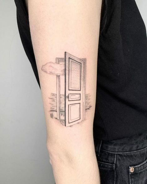 10 Best Door Tattoo Ideas that Will Blow Your Mind! | Outsons | Men's Fashion Tips And Style Guides Door Tattoo Ideas, Door Tattoo, Mens Body Tattoos, Bts Tattoos, Beautiful Arms, Water Tattoo, Home Tattoo, Door Cover, Black Doors