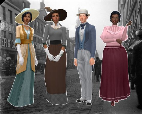 Sims 4 Cc 1910, 1910 Furniture, Sims 4 Decades Challenge, Hair Earrings, Gibson Girl, Sims 1, Western World, Dress Hairstyles, The Sims4