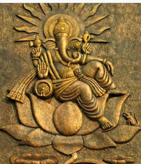 Ganesh Mural Clay Art, Wall Relief Mural, Ganesha Wall Art, Buddha Wall Decor, Wall Relief, Hanging Craft Ideas, Buddha Wall Art, Buddha Art Painting, Hanging Craft