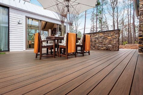 Trex Spiced Rum, Trex Decking, Trex Transcend, Home Depot Bathroom, Deck Pictures, Hot Tub Deck, Deck Colors, Railings Outdoor, Trex Deck