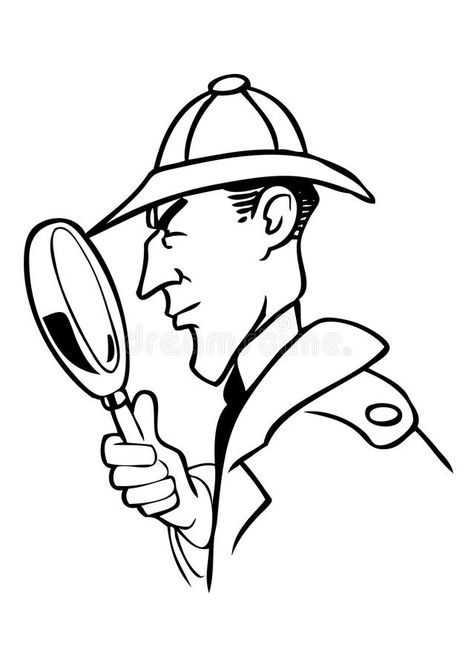 Sherlock Holmes cartoon vector. A cartoon drawing of Sherlock Holmes examining t , #Ad, #cartoon, #vector, #Sherlock, #Holmes, #magnifying #ad Sherlock Holmes Drawing Easy, Sherlock Holmes Cartoon, Sherlock Holmes Drawing, Spy Drawing, Detective Drawing, Powerful Mindset, Deck Cards, Kid Detectives, Esl Vocabulary