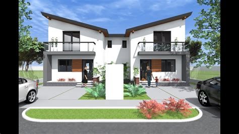 Small Duplex House Design, House Plans With Garage, Home Designs Exterior, Flat Roof House, House Plans With Photos, Duplex Plans, Duplex Design, Townhouse Designs, Duplex House Plans