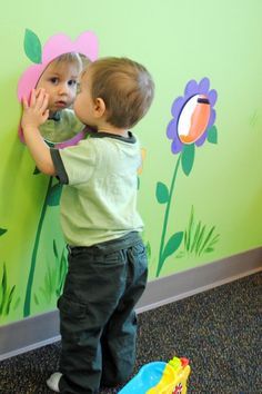 Toddlers love mirrors! Daycare Room Ideas, Church Nursery Decor, Daycare Rooms, Sunday School Rooms, Daycare Decor, Daycare Design, Infant Classroom, Preschool Rooms, Toddler Bedroom Girl