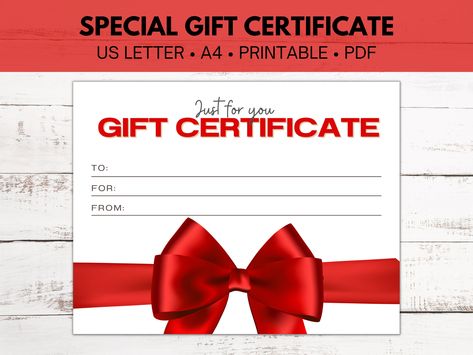 Printable Gift Certificate Custom Gift Certificate Christmas Special Birthday Gift Idea for Him Customizable Personalized Gift Easy Template Printable Gift Certificate, Special Birthday Gifts, Customizable Gifts, Gift Certificate, Experience Gifts, Printable Gift, Gift Certificates, Special Birthday, Easy Gifts