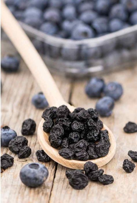 How to Dehydrate Blueberries (Dehydrator, Air Fryer, Oven Directions) - Koti Beth Dehydrate Blueberries In Dehydrator, Dehydrate Blueberries, Dehydrating Blueberries, Cereal Muffins, Pancakes Cereal, Dehydration Recipes, Dehydrating Fruit, Dried Fruit Recipe, Homemade Baked Bread