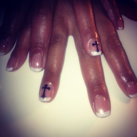 Cross Short Nails With Cross, Cross On Nails, Cross Nails Design, Cross Nail Designs, Men Nails, Cross Nail Art, Future Nails, Cross Nails, Mens Nails