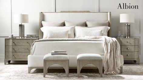 Albion Bedroom Items | Bernhardt Bernhardt Furniture Bedroom, Tall Upholstered Headboard, Shelter Bed, Wingback Bed, Bedroom Bedding, California King Bedding, Bedroom Sets Queen, Bernhardt Furniture, Queen Bedroom