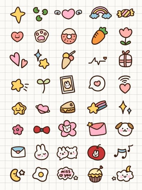 Easy Drawings For Stickers, Sticker Drawing Ideas Easy Simple, Aesthetic Stickers To Draw, Cute Easy Stickers, Drawing Cute Easy Doodles, Cute Stickers Drawings, Cute Drawings For Stickers, Cute Stickers Printable Aesthetic, Drawing Stickers Art