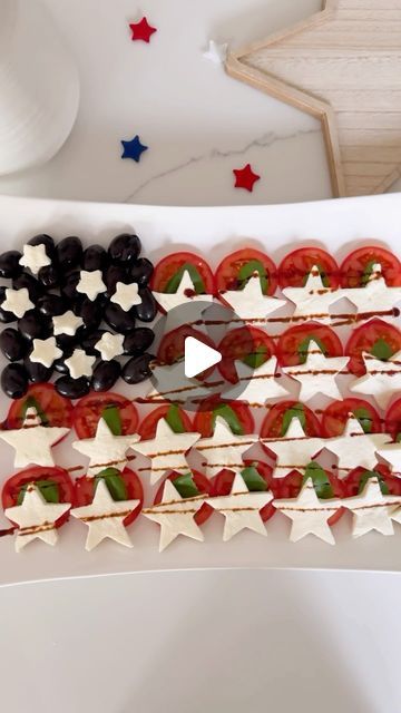 Mimi Markopoulos on Instagram: "One thing about me, I’m GOING to make a caprese salad for every season + holiday 😗😅
.
This patriotic design is simple to recreate and will impress your guests!  Be sure to add salt, pepper, EVOO, and balsamic vinegar/glaze!
.

 ❤️🤍💙
.
#patriotic #4thofjuly #4thofjulyhosting #capresesalad" Balsamic Vinegar Glaze, 4th July, July 4, Balsamic Vinegar, Caprese Salad, July 4th, Salt Pepper, Fourth Of July, Vinegar