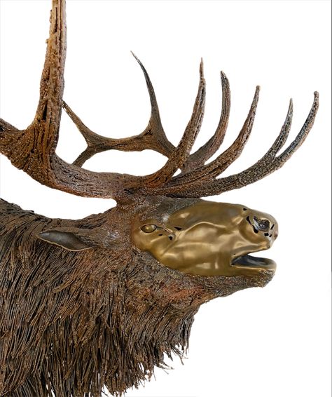 This 6x6 bull elk sculpture was created from steel by Jesse Purdom and is available for purchase. Bison Sculpture, Metal Elk Sculpture, Whitetail Deer Metal Art, Horse Sculpture Metal, Custom Metal Work, Bull Elk, Custom Metal Fabrication, Antler Sculptures & Statues, Fish Sculpture