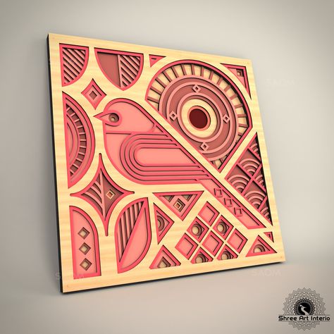 DTFMA21-Beautiful Bird Multilayer Art for Laser Cut, Bird Wall Hanging mandala SVG DXF file, Digital plan File for CNC router and laser cut https://etsy.me/3x8CDcE #mandaladxf #lasercutdxf #parametricwallart #mandalacncpattern #multilayermandala #woodenmandala #homedec Art Hallway, Bird Wall Hanging, Cnc Art, Laser Cut Wood Crafts, Routeur Cnc, 3d Mandala, Laser Engraved Ideas, Walnut Furniture, Layered Art