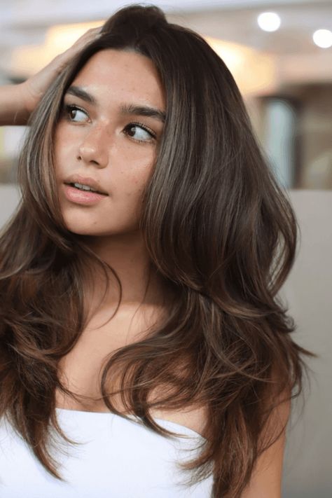 ashy brunette hair, hair transformations, brunette hairstyles Brown Hair With Cool Undertones, Multi Tonal Brunette, Best Hair Color For Neutral Skin Tone, Neutral Skin Tone Hair Color, Ashy Brunette Hair, Cool Toned Brunette, Ashy Brunette, Brunette Hair Ideas, Ash Brunette