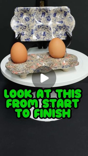 TMC Pottery Australia on Instagram: "Crafting and Decorating an Egg Holder:     .  Learn how to create and decorate an egg holder with this easy-to-follow tutorial:  .  Step 1: Begin by placing your template onto the clay and cut out, next use a ruler to divide into sections.  .  Step 2: Take a boiled egg wrapped in plastic and gently push it down into a cushion to create the egg holder’s shape. Ensure that the edges align with the template.  .  Step 3: Flip the egg holder onto a board and let it dry for a bit before proceeding.  .  Step 4: To prevent the feet from sinking, lightly dry the inside of the egg holder.   .  Step 5: Cut out feet and attach. Once dry Bisque fire, then proceed to step 6  .  Step 6: Cut out enough of the transfer to cover your egg holder completely.  .  Step 7: Ca Air Dry Clay Egg Holder, Clay Egg Holder, Ceramic Egg Holder, Egg Holders, How To Make Eggs, Egg Wrap, Push It, Functional Pottery, Boiled Egg