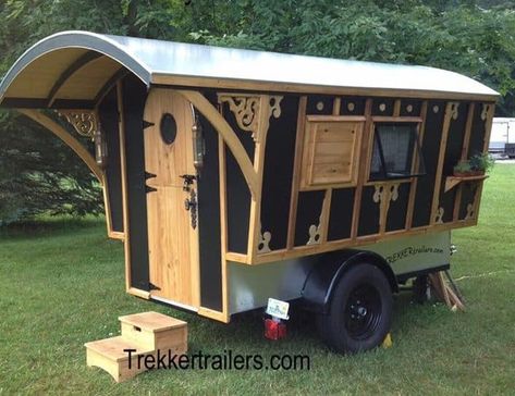 7 Gorgeous Hand-Crafted Wooden Travel Trailers Galvanized Wash Tub, Tiny Trailers, Tiny Camper, Tiny House Trailer, Small Trailer, Shepherds Hut, Diy Camper, Tiny House On Wheels, Travel Trailers