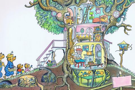 Bernstein Bear, Family Tree House, Tree House Drawing, Animal Homes, The Berenstain Bears, Art Thoughts, Berenstain Bears, Bear Family, Family Of 5