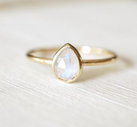 Moonstone Ring, Rose Cut Ring, Pear Shaped Ring, 14k Gold Ring, Engagement Ring, Stacking Ring, Dainty Gold Ring, Rose Gold Ring, Hammered by Luxuring on Etsy https://www.etsy.com/listing/386782144/moonstone-ring-rose-cut-ring-pear-shaped God Wedding, Push Present Ideas, Ring Pear Shaped, Rose Cut Ring, Gold Ring Engagement, Push Present, Pear Shaped Ring, 5 Year Anniversary, Dainty Gold Rings