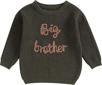 Big Brother Little Brother Matching Outfits Letter Embroidery Knit Sweater Shirt Baby Boy Winter Warm Clothes Brother Matching Outfits, Boys Knit Sweaters, Toddler Outerwear, Sweatshirt Romper, Big Brother Little Brother, Baby Boy Sweater, Baby Boy Knitting, Brother Embroidery, Cool Baby