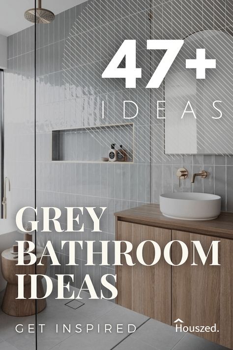 Pale Grey Bathroom Tiles, Bathroom Grey Shower Tile, Gray Bathroom Floor Ideas, Grey Tile And Wood Bathroom, Grey And Neutral Bathroom, Grey And White Modern Bathroom, Grey Tile Bathroom Floor Wood Vanity, Alys Beach Bathroom, Bathroom Ideas With Grey Tiles