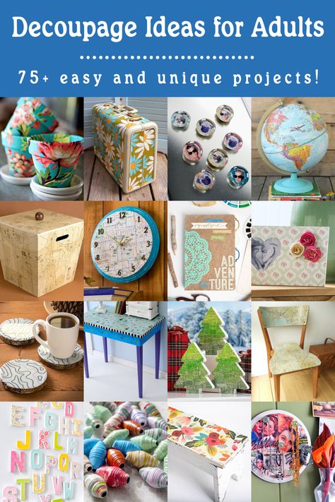 Get started on your decoupage journey with over 75 unique decoupage ideas! Grab a bottle of Mod Podge and start making some of these. Decoupage Gift Ideas, Mod Podge Crafts On Wood, Napkin Crafts, Diy Hand Soap, Mod Podge Projects, Jar Projects, Decoupage Gifts, Diy Mod Podge, Fabric Decoupage