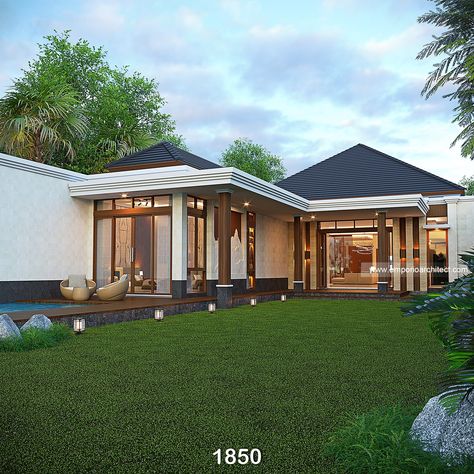 Bali Modern House, Modern House 1 Floor, Balinese Villa, South Sumatra, One Story House, Emporio Architect, Villa Style, Large Garden, One Story Homes