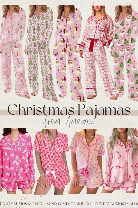 Cute Christmas Pajamas Aesthetic! The holiday season is here, so it's time to pick out your Christmas pjs for the year! We rounded up the BEST Amazon pajama sets for women. We're obsessed with satin pajamas this year and there are so many cute options! Pink pajamas with bows, candy cane pajamas, Santa Claus pajamas and more. Check out our latest post for all our Christmas pajama sets! Where To Get Christmas Pjs, Silk Christmas Pajamas, Christmas Pajamas Aesthetic, Christmas Girls Night, 25 Gift Ideas, Cute Christmas Pajamas, Pajama Sets For Women, Pajamas Aesthetic, Shop Y2k