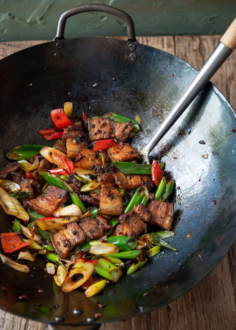 Double Cooked Pork Chinese, Twice Cooked Pork Belly, Pork Stir Fry Recipes Chinese Food, Twice Cooked Pork Chinese, Pork Belly Stir Fry Recipes, Pork Belly Stir Fry, Stir Fry Pork Belly, Sichuan Pork, Chinese Pork Belly