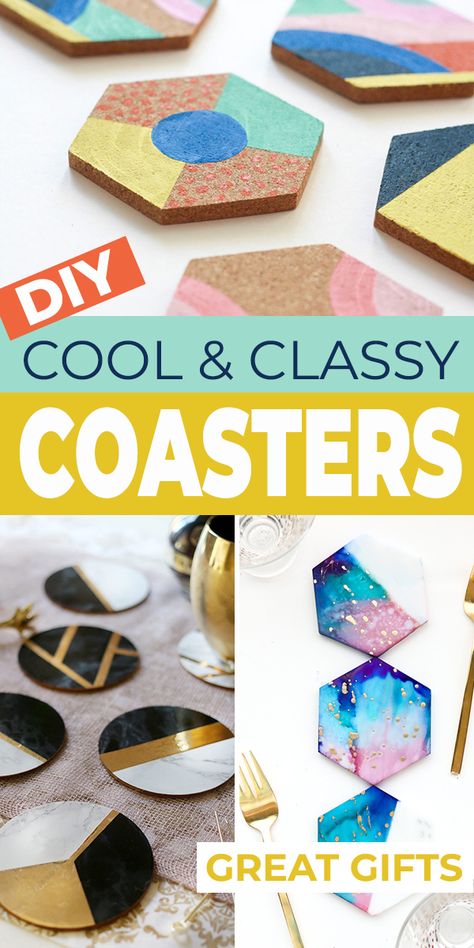 15 of the coolest DIY Coaster Projects for you to choose from. These DIY Coaster ideas make great gifts that are quite easy to make! gift ideas, diy home decor ideas, craft ideas, homemade gifts Make Gift Ideas, Cardboard Coasters, Diy Coaster, Craft Organization Diy, Coaster Projects, Coaster Ideas, Coaster Crafts, Cool Coasters, Diy Drinks