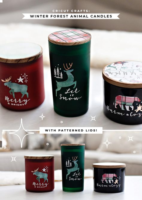 Candle Labels Cricut, Cricut Candle Wraps, Candle Vinyl Ideas, Cricut Christmas Candles, Cricut Candle Labels, Cricut Candle Projects, Forest Candles, Cricut Candles, Velas Aesthetic