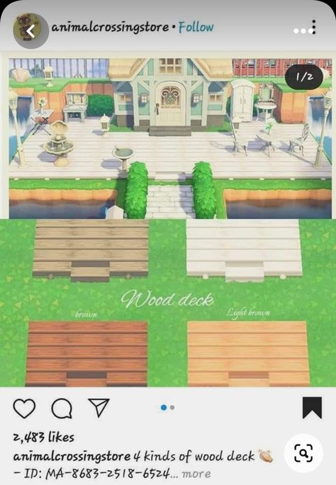 Pathway Ideas Animal Crossing, Animal Crossing Stage Design, Animal Crossing Wooden Path, Acnh Wooden Deck, Animal Crossing Path Codes Pathways, Acnh Paths Codes, Animal Crossing Stage, Acnh Stage, Acnh Motifs