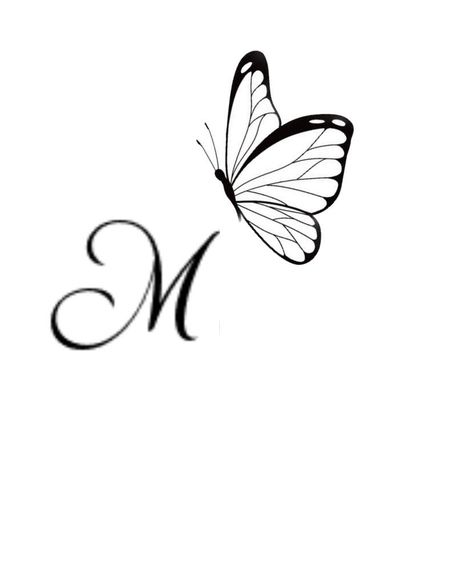 M Drawing Letter, Letter M Tattoos, Beautiful Butterfly Images, Border Drawing, Letter Borders, Cute Henna Tattoos, Cute Henna, M Tattoos, Doodles Drawings