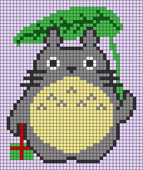 Crochet Grid Patterns, Totoro Pattern, Crochet Totoro, Crochet Grid, Grid Patterns, Easy Perler Beads Ideas, Graph Crochet, Diy Perler Bead Crafts, Pixel Crochet