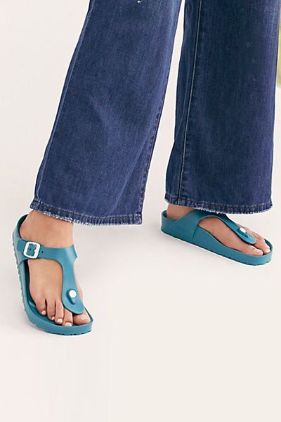 Birkenstock Rubber Sandals, Non-slip Blue Sandals, Birkenstock Plastic Sandals, Birkenstock Arizona Eva Blue, Blue Breathable Slip-on Sandals, Plastic Sandals, Eva Sandals, Ladies Sandals, Chic Bohemian