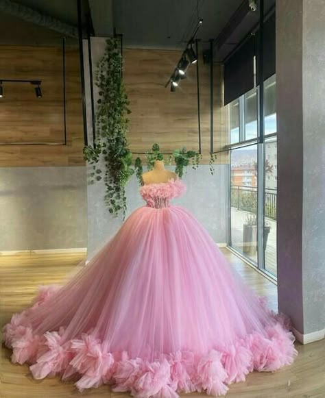 Robes Quinceanera, Dress Sweet 16, Party Dress Elegant, Pink Ball Gown, Tulle Party Dress, Sweet 16 Dress, Dress Elegant Long, Pretty Quinceanera Dresses, Gaun Fashion