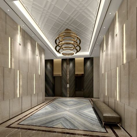 Lobby Ceiling Design Modern, Lobby Ceiling Design, House Hall Design, Floor Pattern Design, Bedroom Pop Design, Modern Restaurant Design, Drawing Room Design, Hall Flooring, Corridor Design