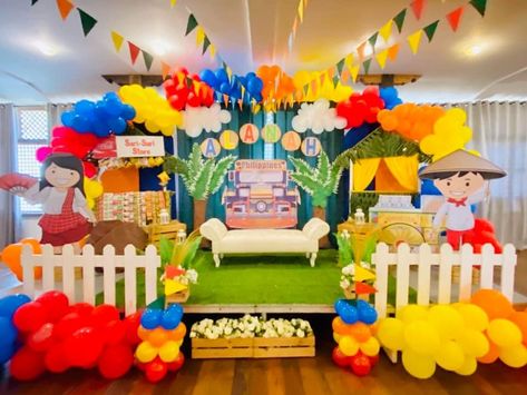 Filipino First Birthday Parties, Pinoy Fiesta Theme Party Decorations, Paskong Pinoy Decorations, Barrio Fiesta Theme Party, Filipino Themed Birthday Party, Barrio Fiesta Filipino Theme, Fiesta Theme Party Filipino, Fiesta Birthday Theme, Pinoy Fiesta