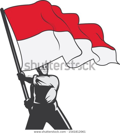 Holding Flag Pose Drawing, Indonesian Flag, Football Logos, Football Logo, Quality Pictures, Find Someone, Image Illustration, Stock Illustration, Royalty Free Stock Photos