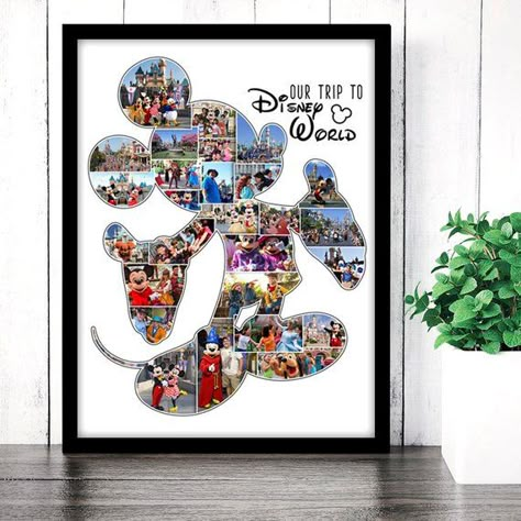 10 Ridiculously Beautiful Disney Prints From ETSY • Mouse Travel Matters Small Picture Collage Ideas, Disney Photo Prints, Disney Picture Wall, Disney Photo Wall, Disney Photo Mat, Disney Park Map Crafts, Mickey Mouse Collage, Disney Photo Collage, Unique Wall Decor Ideas